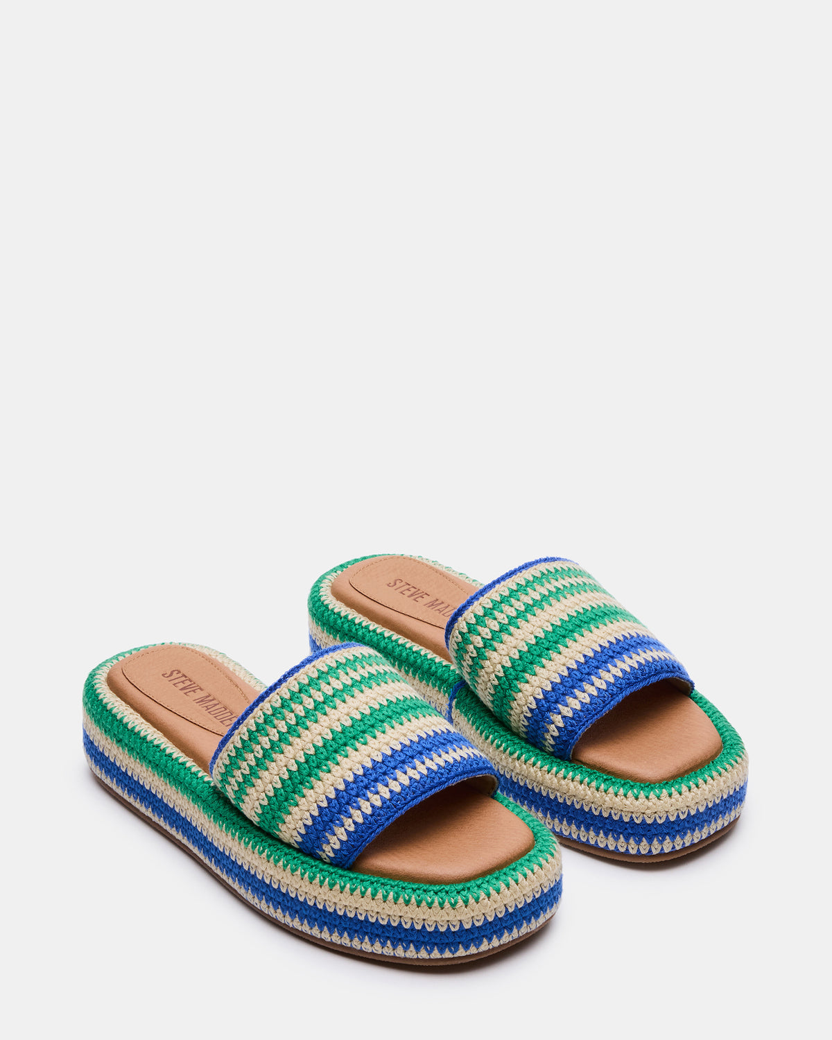 BEACHY Woven Green Multi Platform Slide Women's Sandal | Steve Madden Deals