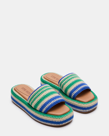 BEACHY Woven Green Multi Platform Slide Women's Sandal | Steve Madden Deals