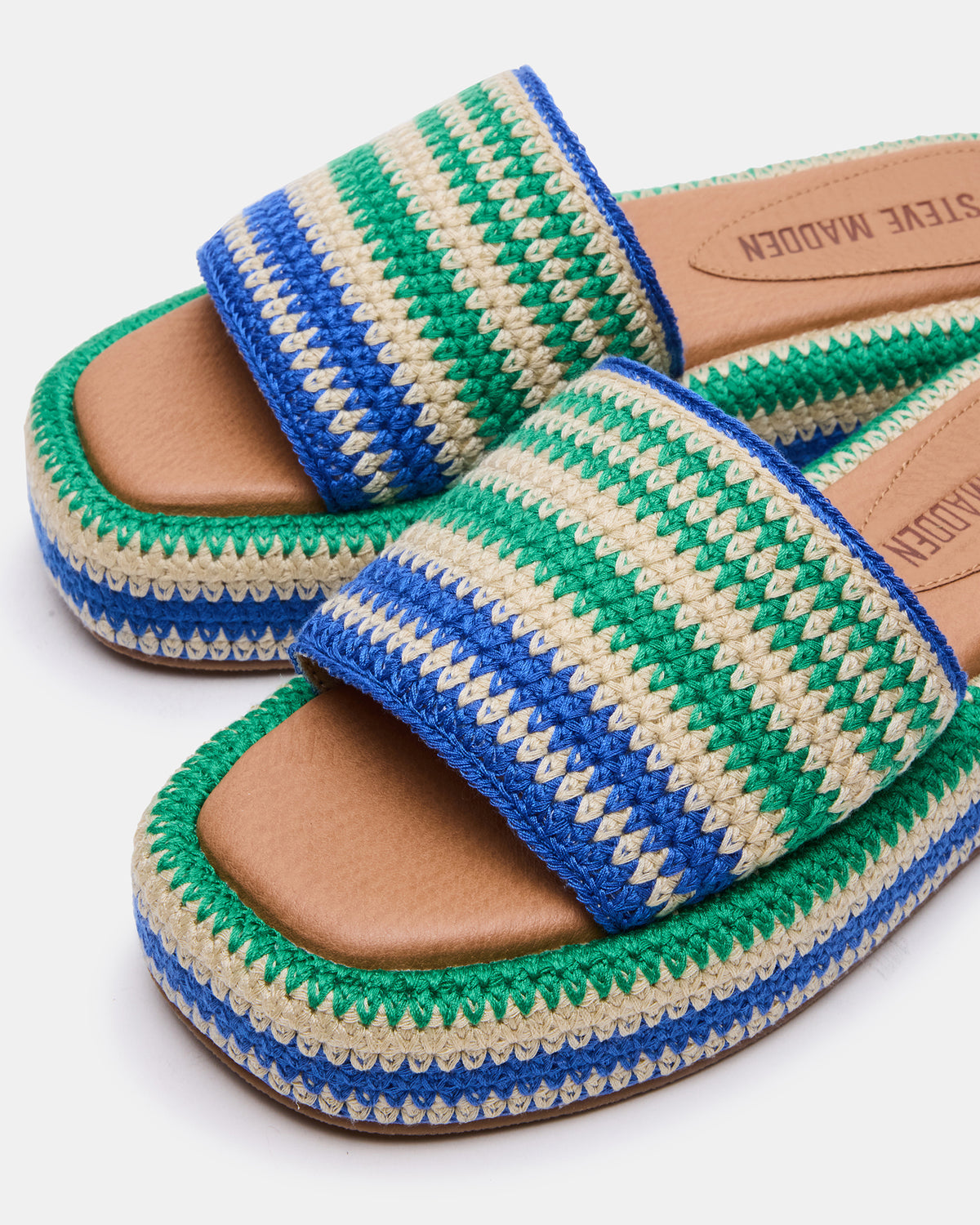 BEACHY Woven Green Multi Platform Slide Women's Sandal | Steve Madden Deals