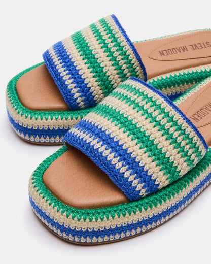 BEACHY Woven Green Multi Platform Slide Women's Sandal | Steve Madden Deals