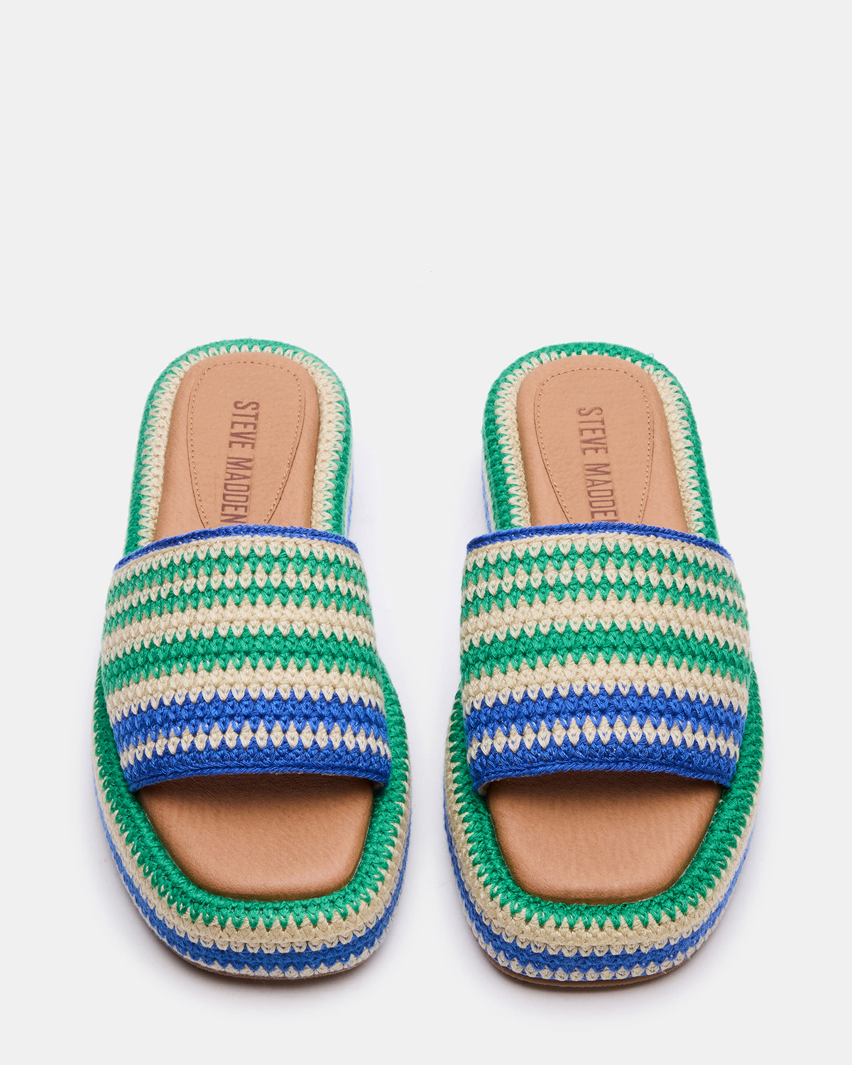 BEACHY Woven Green Multi Platform Slide Women's Sandal | Steve Madden Deals