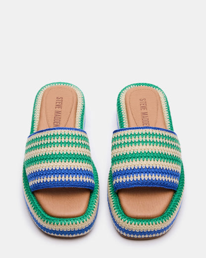 BEACHY Woven Green Multi Platform Slide Women's Sandal | Steve Madden Deals