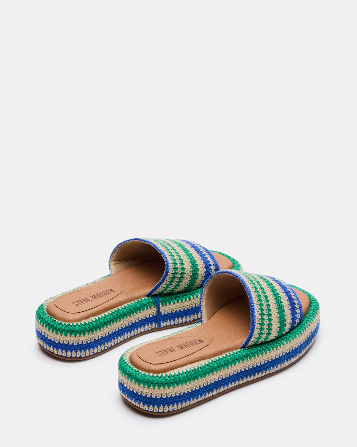 BEACHY Woven Green Multi Platform Slide Women's Sandal | Steve Madden Deals