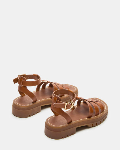 JARELLI Tan Leather Strappy Platform Women's Sandal | Steve Madden Premium