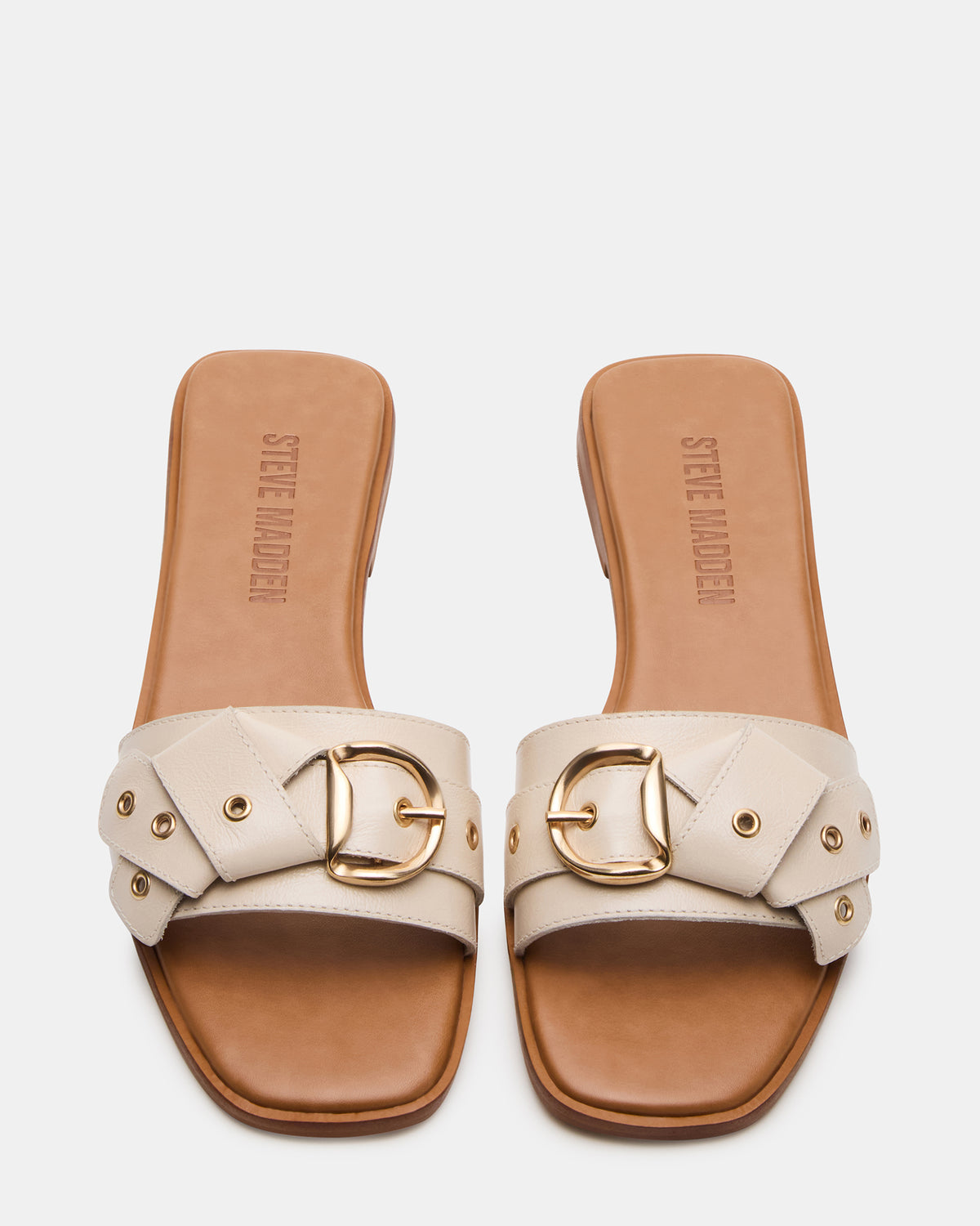 HILARIA Bone Leather Square-Toe Slide Women's Sandal | Steve Madden Recommended