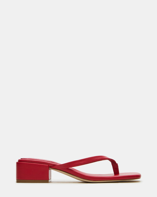 CARIBBEAN Red Square-Toe Mule Thong Women's Sandal | Steve Madden Best Price
