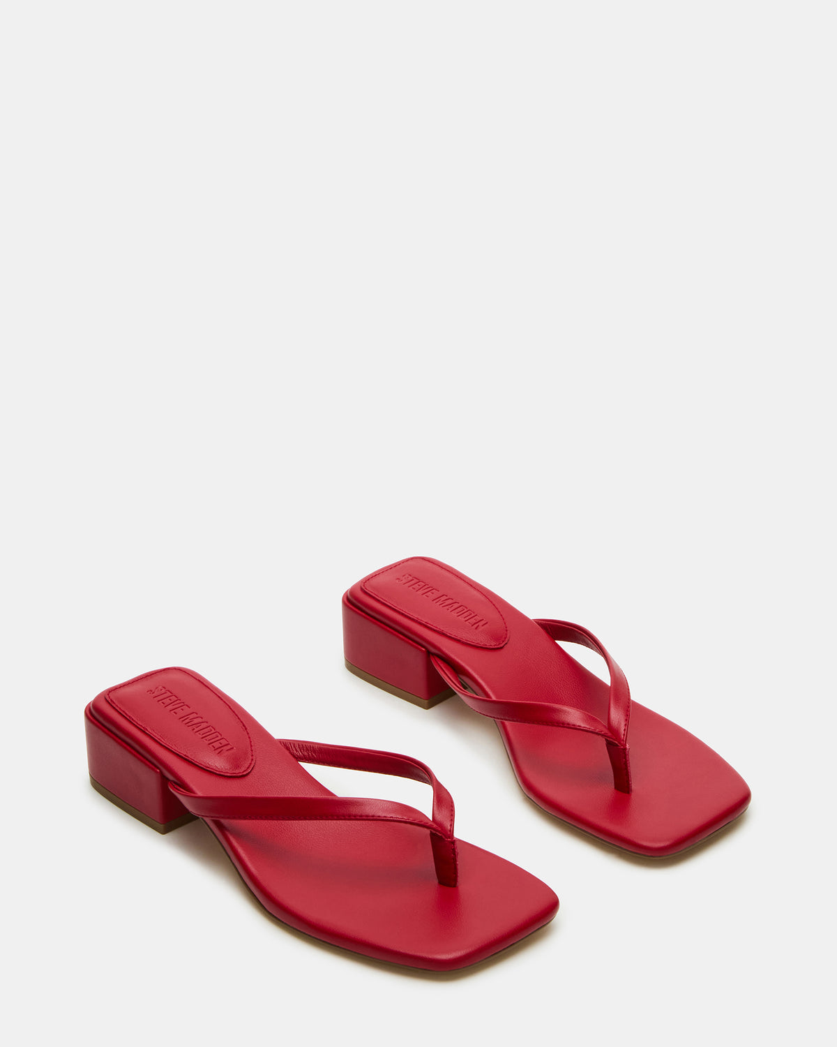 CARIBBEAN Red Square-Toe Mule Thong Women's Sandal | Steve Madden Best Price