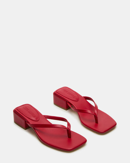 CARIBBEAN Red Square-Toe Mule Thong Women's Sandal | Steve Madden Best Price