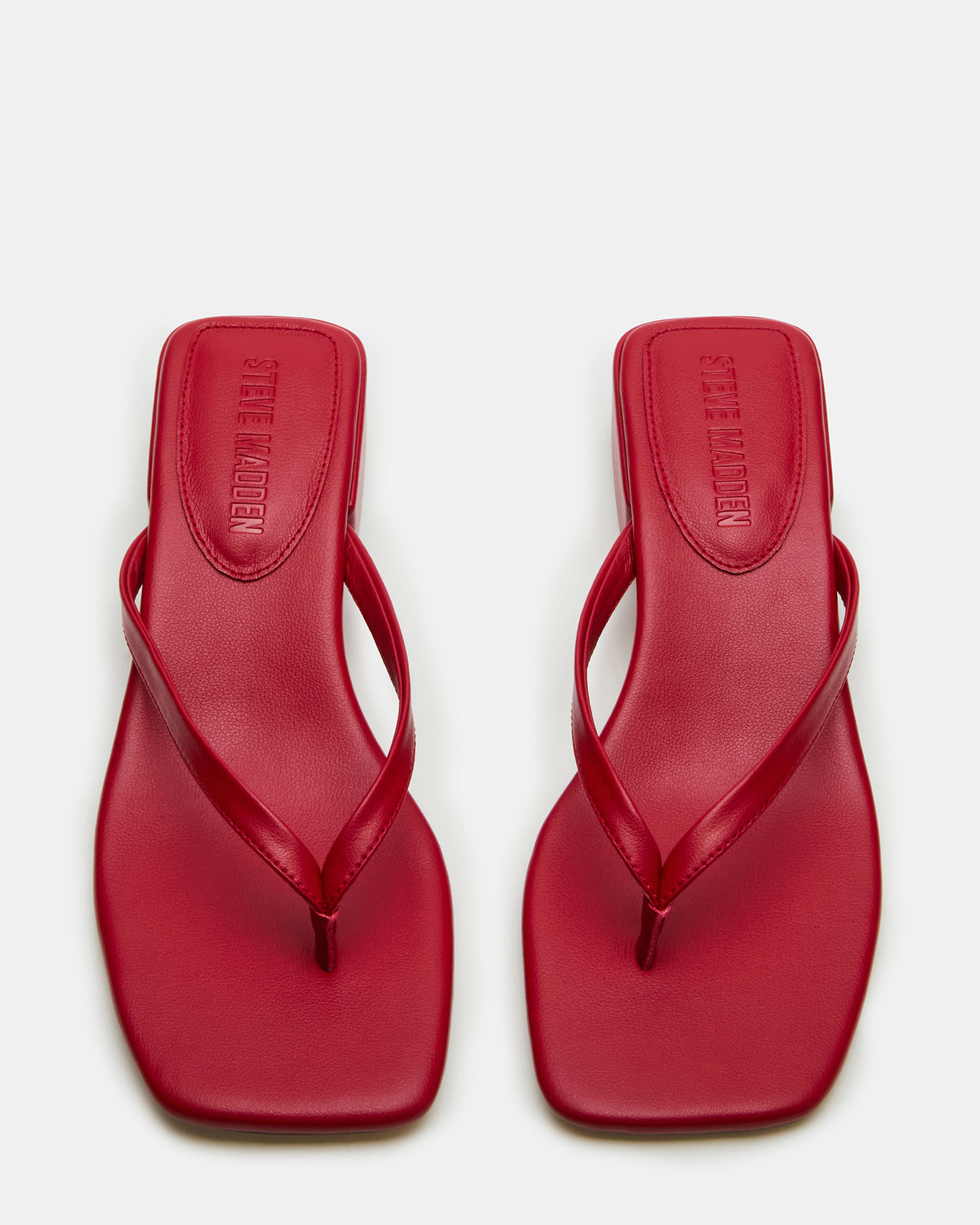 CARIBBEAN Red Square-Toe Mule Thong Women's Sandal | Steve Madden Best Price