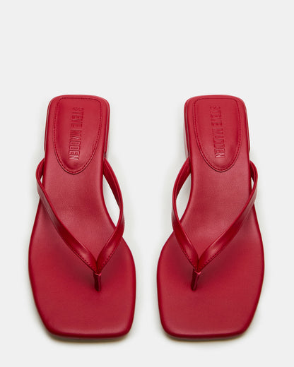 CARIBBEAN Red Square-Toe Mule Thong Women's Sandal | Steve Madden Best Price