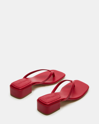 CARIBBEAN Red Square-Toe Mule Thong Women's Sandal | Steve Madden Best Price