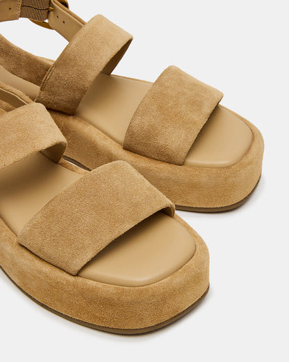 BARONI Sand Suede Square-Toe Platform Women's Sandals | Steve Madden Exclusive