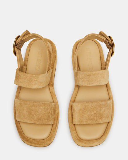 BARONI Sand Suede Square-Toe Platform Women's Sandals | Steve Madden Exclusive