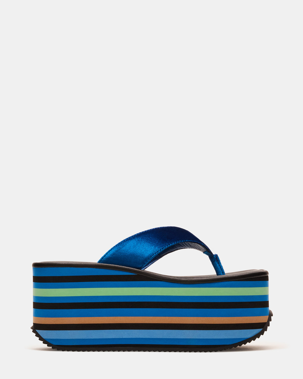 SEVILLA Blue Multi Thong Platform Chunky Flatform Square-Toe Women's Sandal | Steve Madden Smart Buy