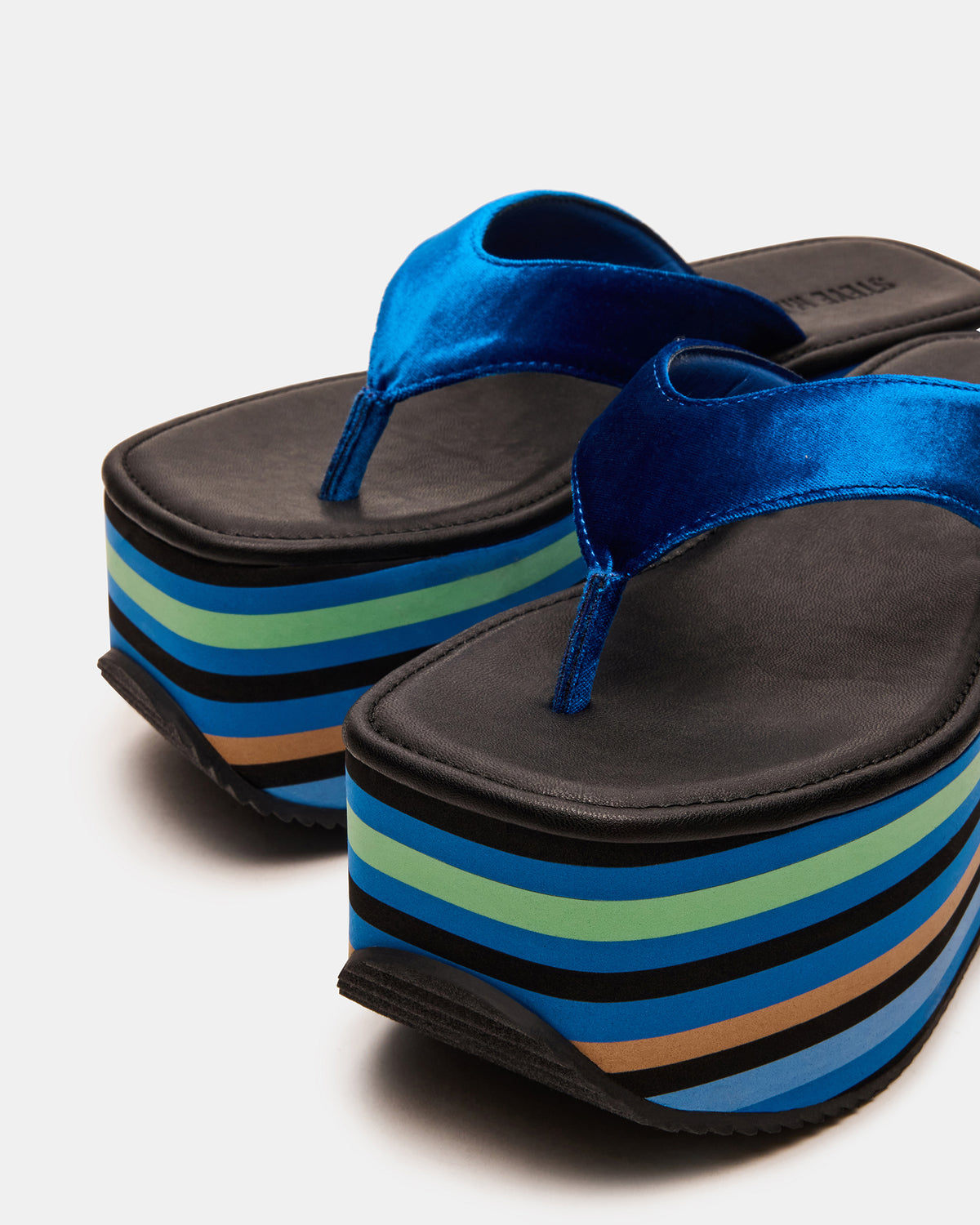SEVILLA Blue Multi Thong Platform Chunky Flatform Square-Toe Women's Sandal | Steve Madden Smart Buy