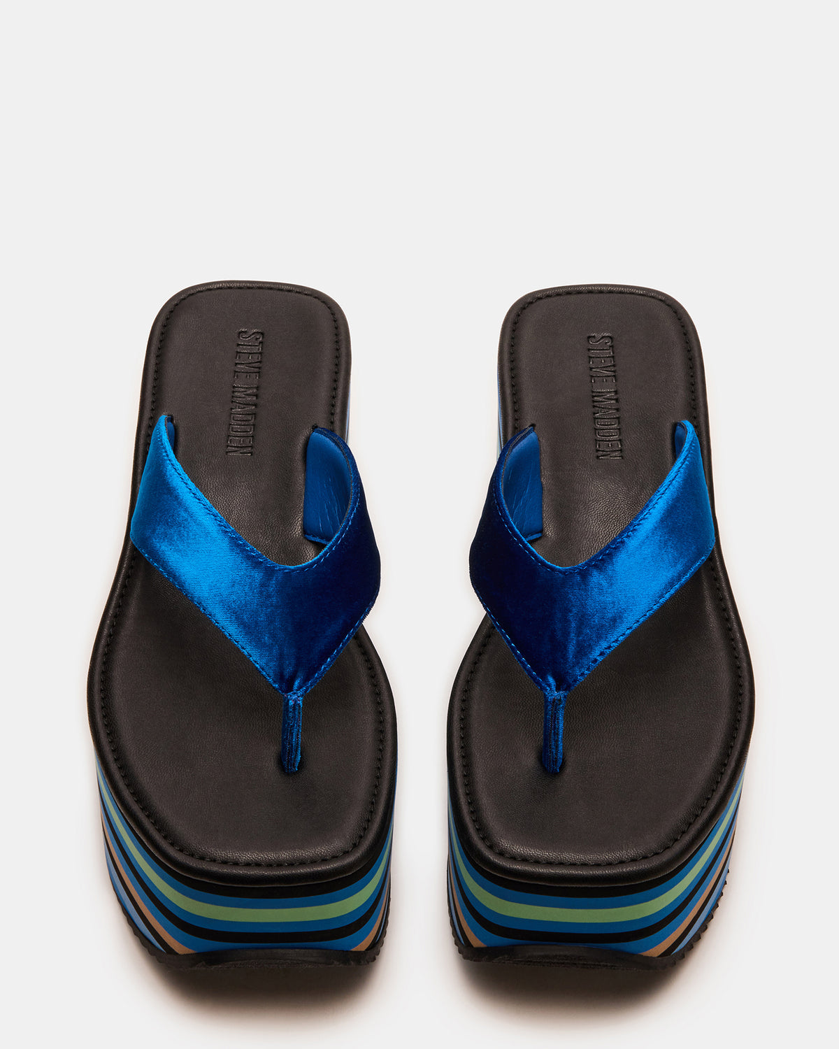 SEVILLA Blue Multi Thong Platform Chunky Flatform Square-Toe Women's Sandal | Steve Madden Smart Buy