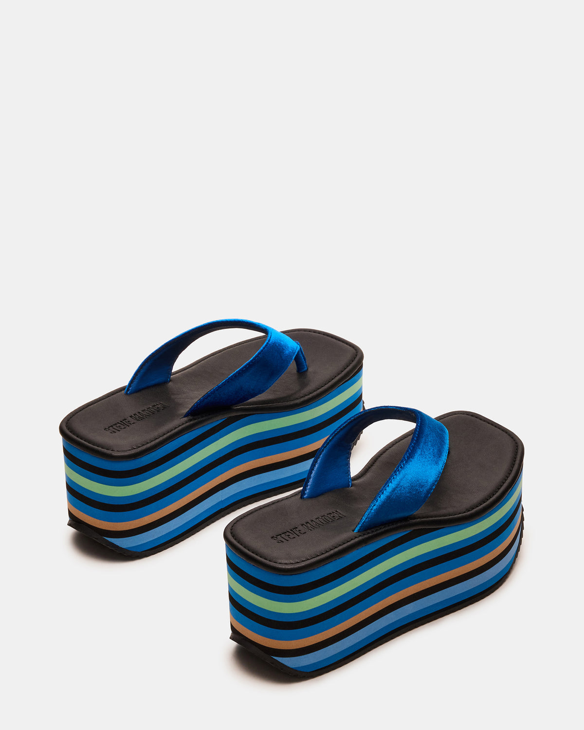 SEVILLA Blue Multi Thong Platform Chunky Flatform Square-Toe Women's Sandal | Steve Madden Smart Buy