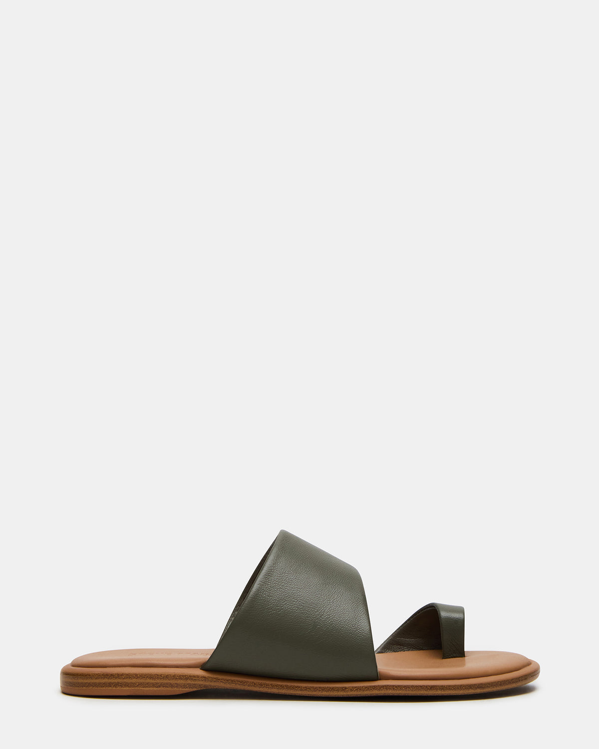 ZANI Olive Leather Women's Slide Sandal | Steve Madden Smart Buy