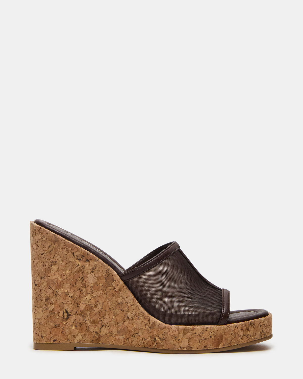 CRUZ Brown Square-Toe Platform Mesh Wedge Mule Women's Sandal | Steve Madden Special Offer
