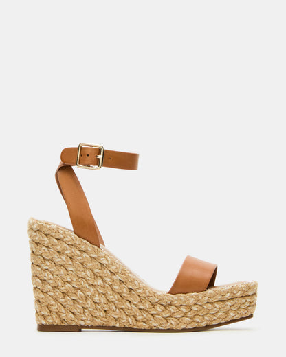 COSMO Tan Leather Rattia Women's Platform Wedge | Steve Madden Customer Favorite