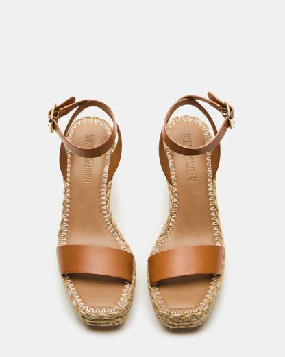 COSMO Tan Leather Rattia Women's Platform Wedge | Steve Madden Customer Favorite