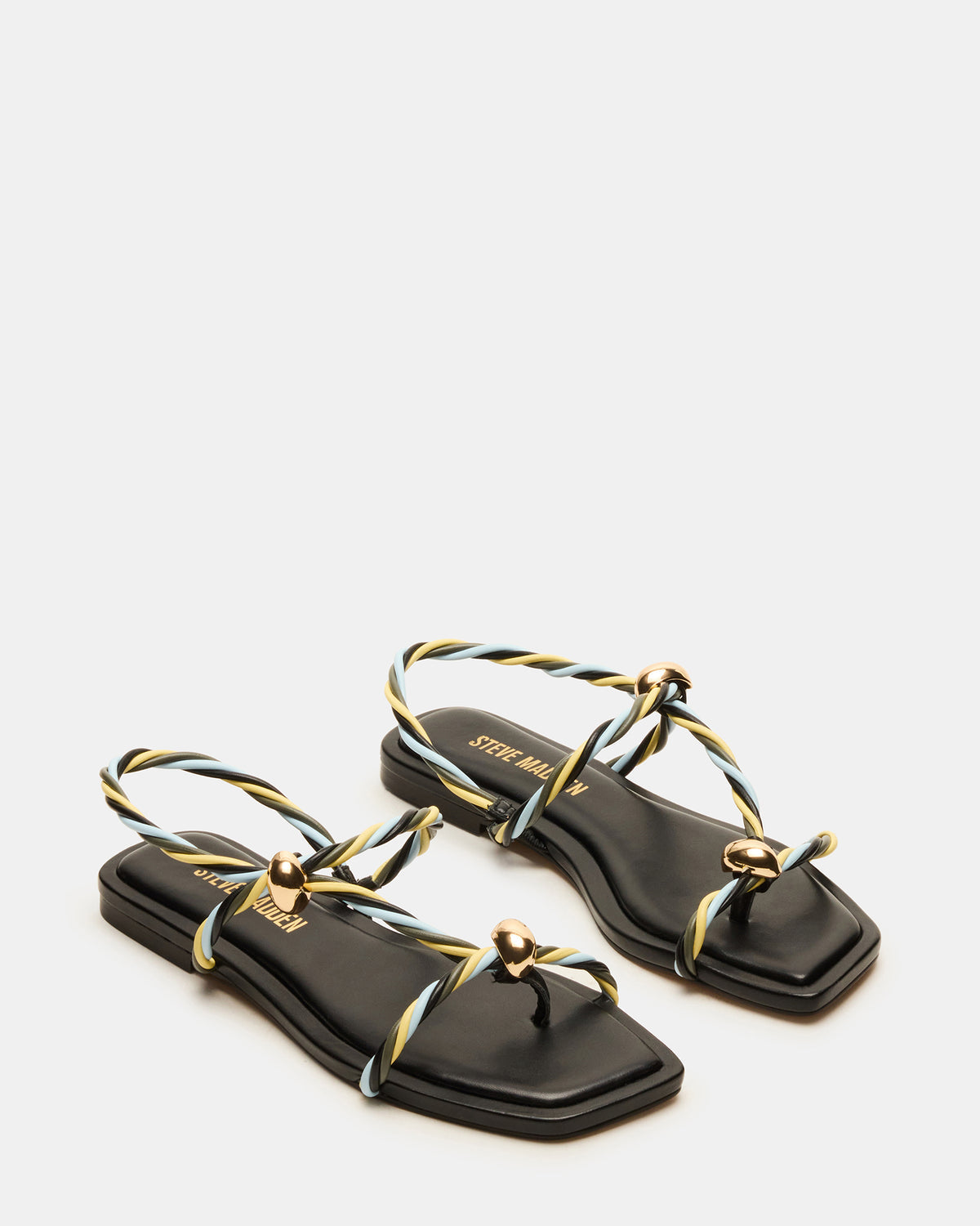 LOCO Black Multi Women's Strappy Square Toe Sandal | Steve Madden Signature