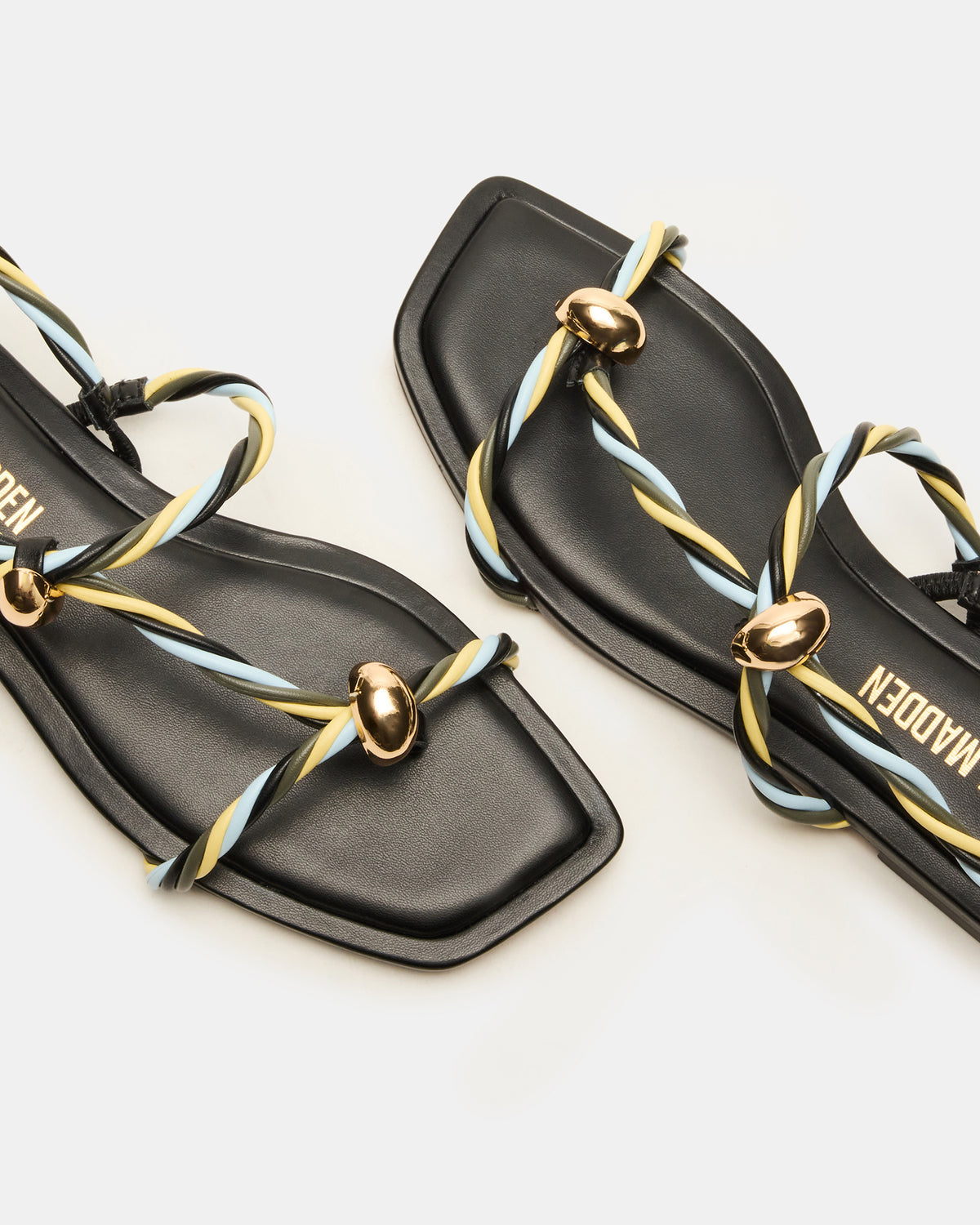 LOCO Black Multi Women's Strappy Square Toe Sandal | Steve Madden Signature