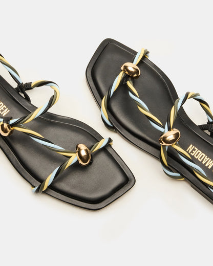 LOCO Black Multi Women's Strappy Square Toe Sandal | Steve Madden Signature