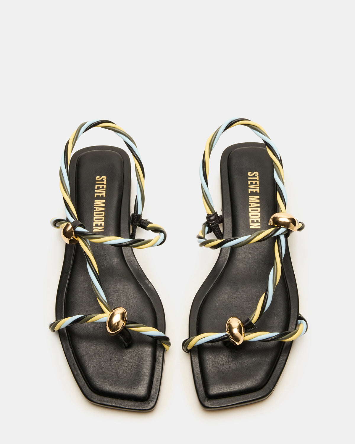 LOCO Black Multi Women's Strappy Square Toe Sandal | Steve Madden Signature