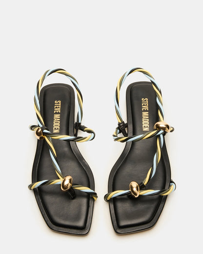 LOCO Black Multi Women's Strappy Square Toe Sandal | Steve Madden Signature