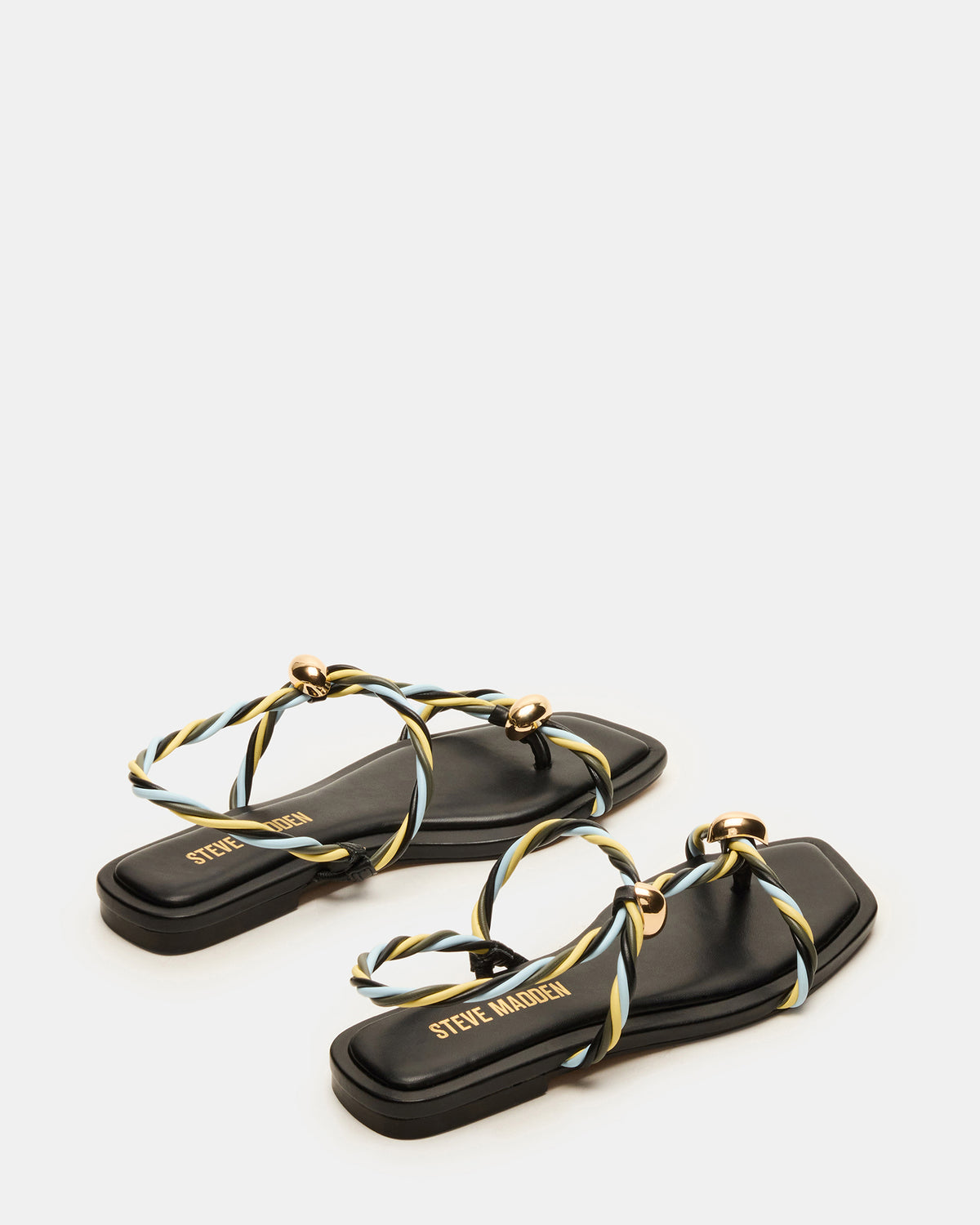 LOCO Black Multi Women's Strappy Square Toe Sandal | Steve Madden Signature