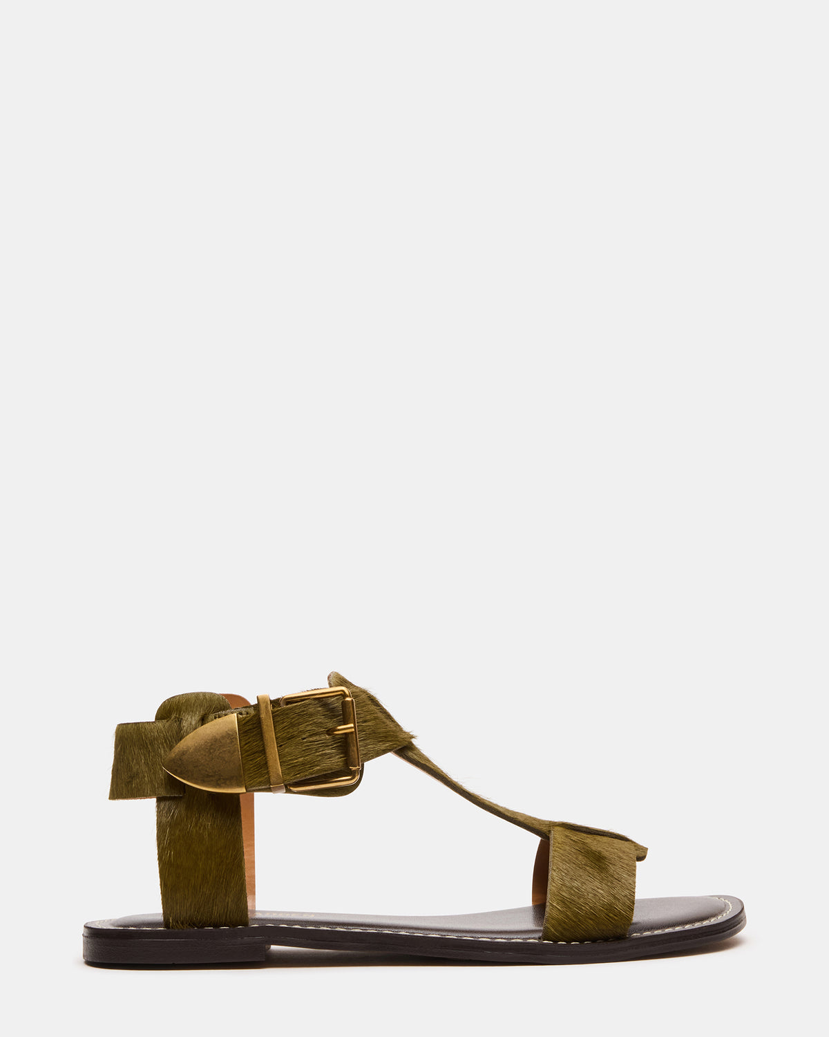 BRAZINN Olive Strappy Flat Sandal Women's Sandal | Steve Madden Trending