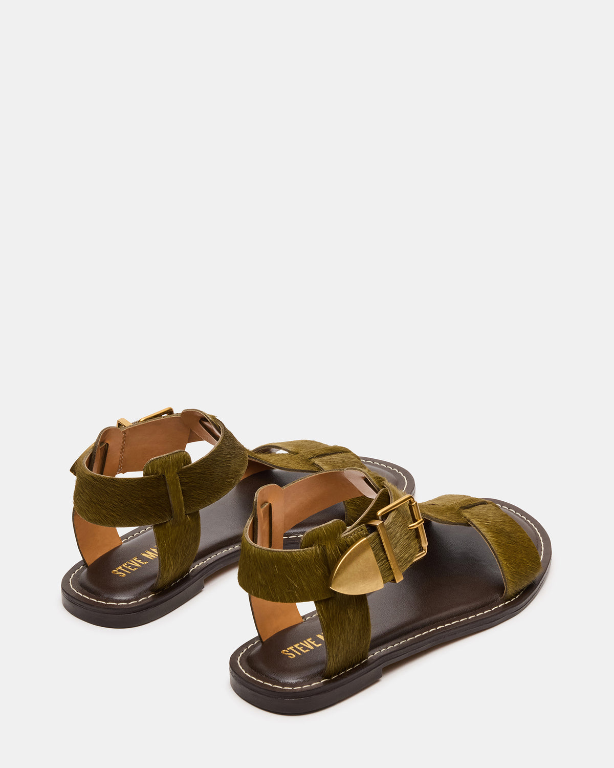 BRAZINN Olive Strappy Flat Sandal Women's Sandal | Steve Madden Trending