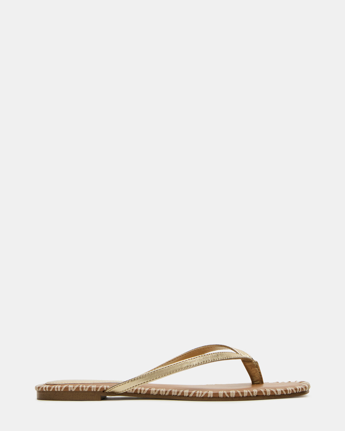 MARELLA Gold Leather Women's Thong Square-Toe Sandal | Steve Madden Quality