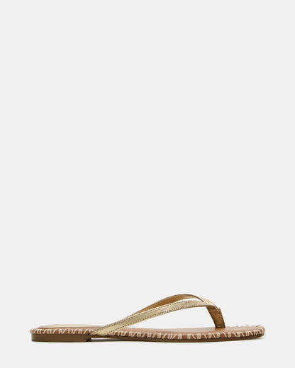 MARELLA Gold Leather Women's Thong Square-Toe Sandal | Steve Madden Quality