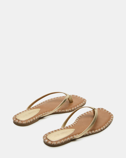 MARELLA Gold Leather Women's Thong Square-Toe Sandal | Steve Madden Quality