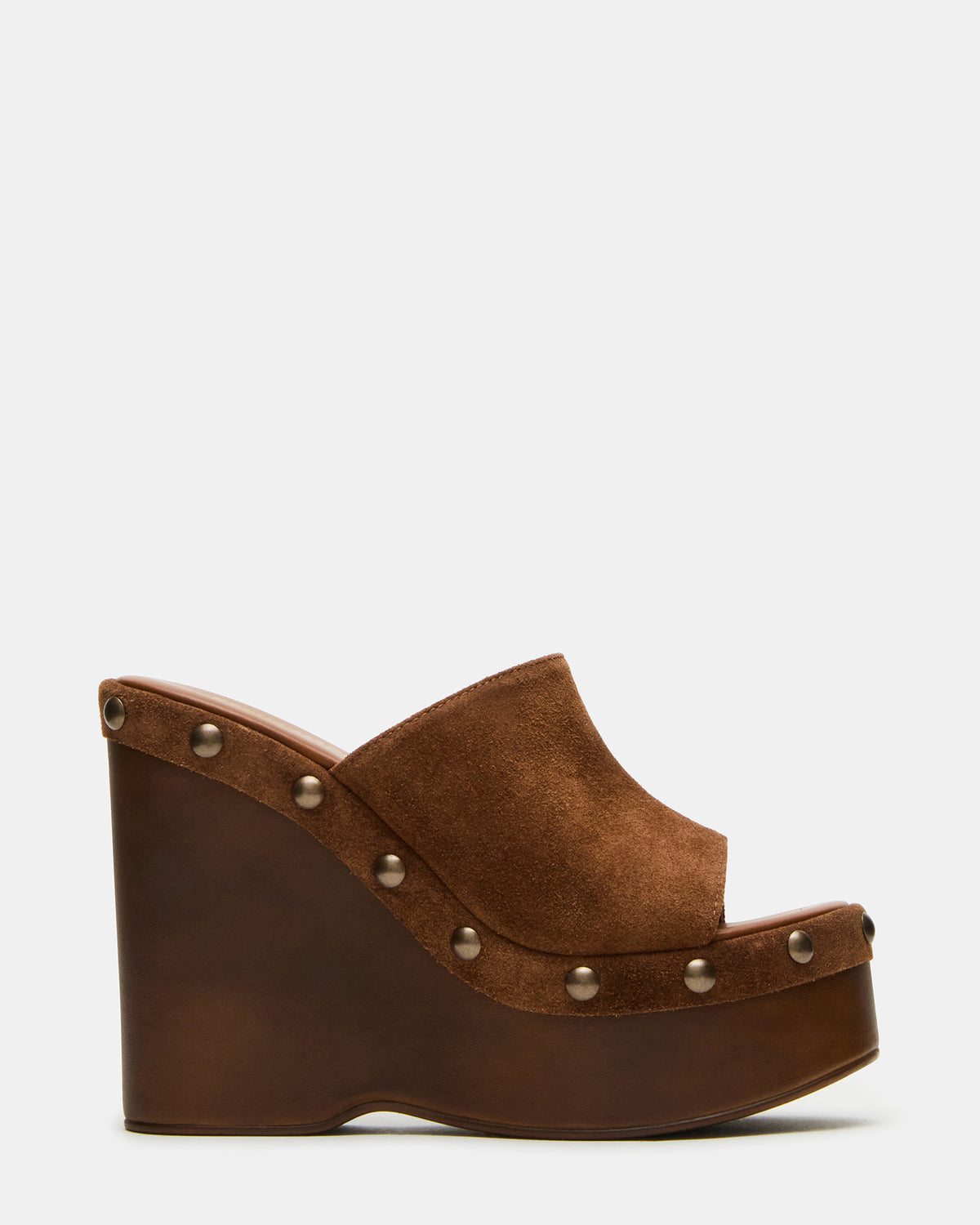 JOVIE Chestnut Suede Platform Studded Wedge Women's Sandal | Steve Madden Best Price