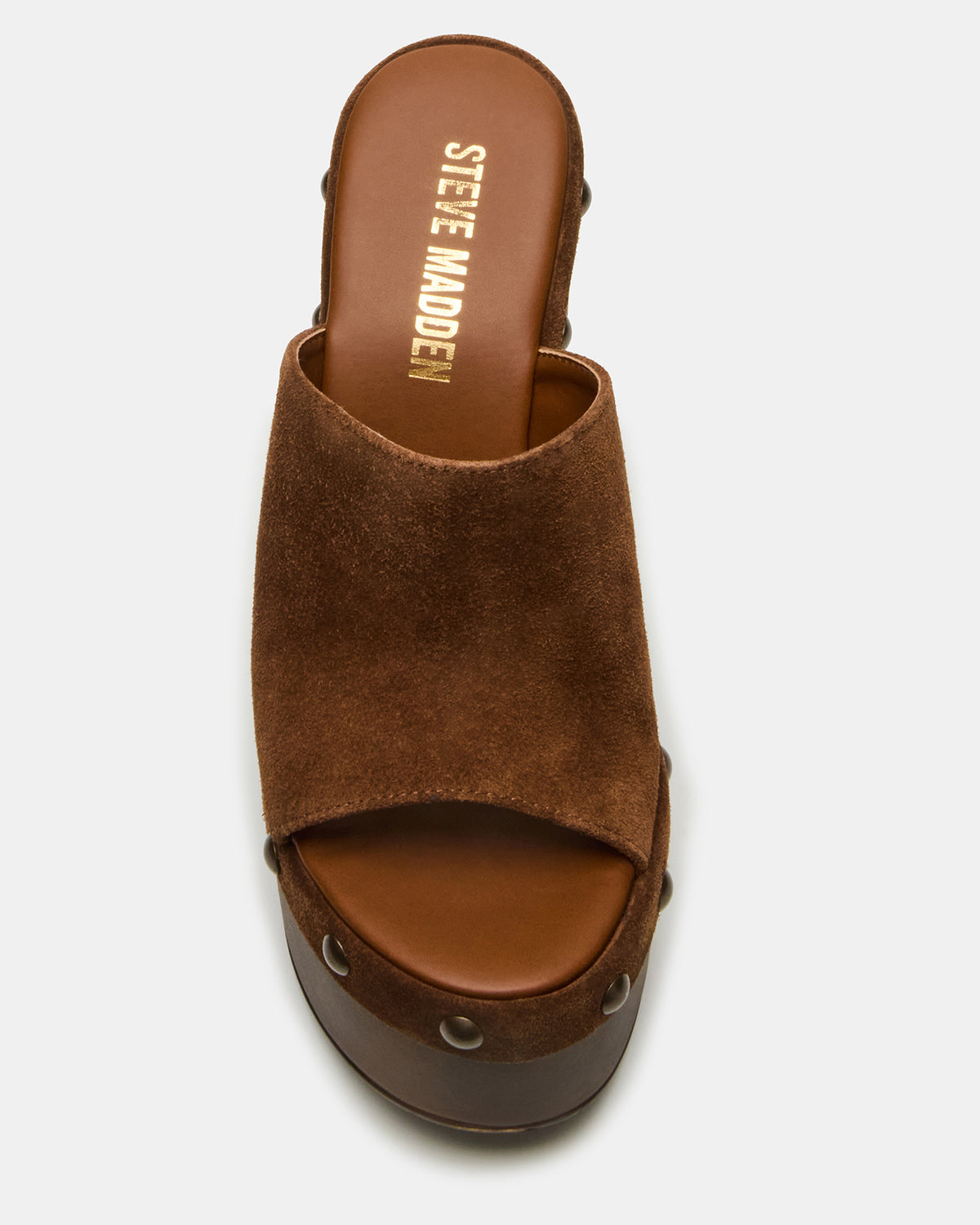 JOVIE Chestnut Suede Platform Studded Wedge Women's Sandal | Steve Madden Best Price