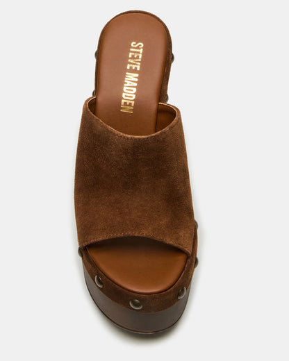 JOVIE Chestnut Suede Platform Studded Wedge Women's Sandal | Steve Madden Best Price