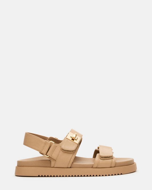 MONA Beige Leather Flatform Women's Sandal | Steve Madden Great Value