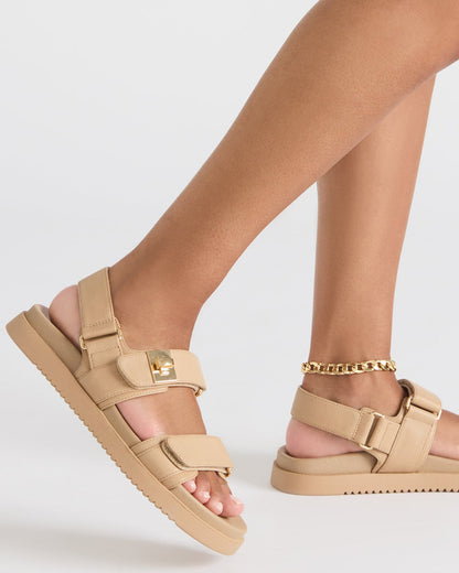 MONA Beige Leather Flatform Women's Sandal | Steve Madden Great Value