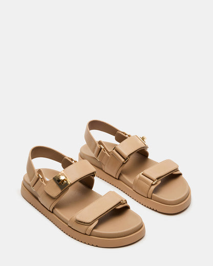 MONA Beige Leather Flatform Women's Sandal | Steve Madden Great Value