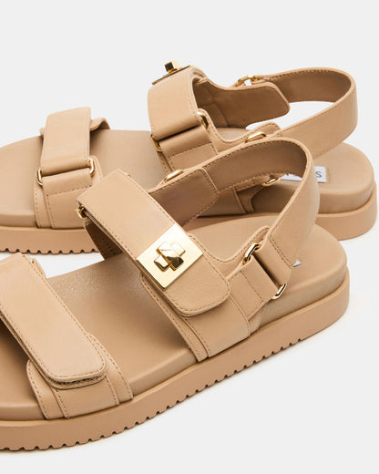 MONA Beige Leather Flatform Women's Sandal | Steve Madden Great Value