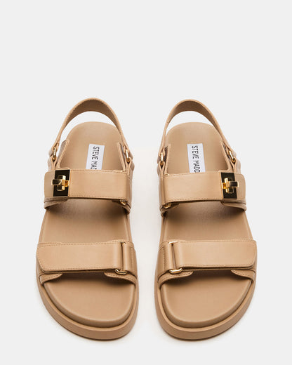 MONA Beige Leather Flatform Women's Sandal | Steve Madden Great Value