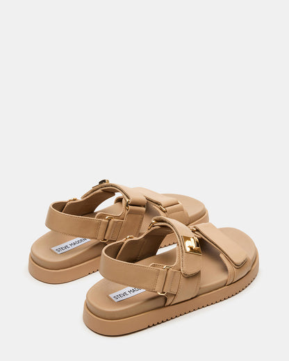 MONA Beige Leather Flatform Women's Sandal | Steve Madden Great Value