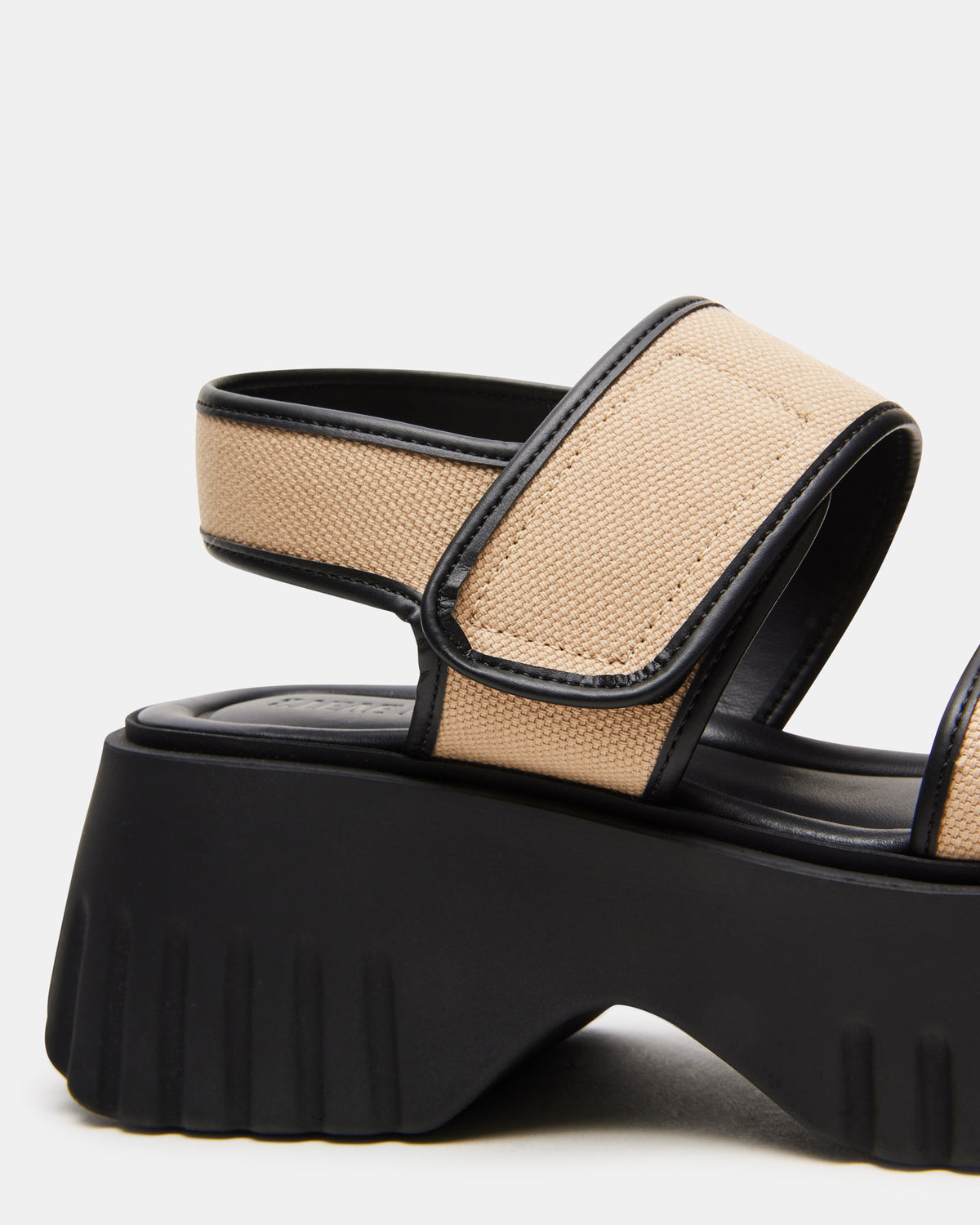 GROVER Black/Tan Women's Square-Toe Platform Sandal | Steve Madden Discount