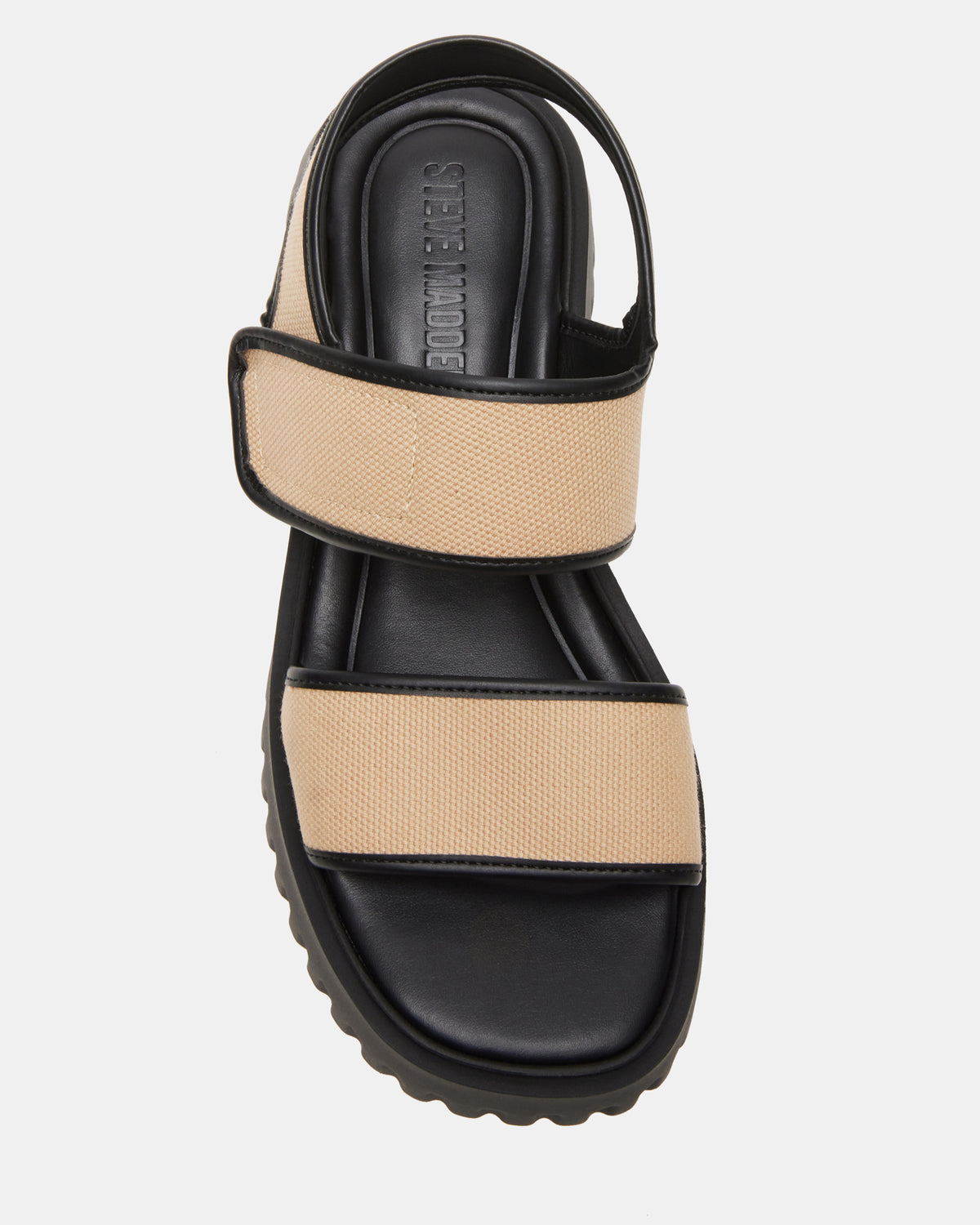 GROVER Black/Tan Women's Square-Toe Platform Sandal | Steve Madden Discount