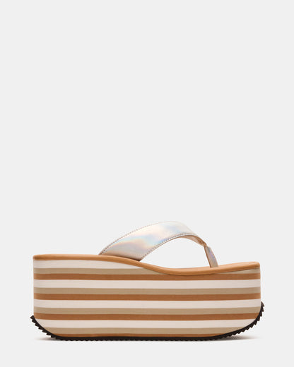 SEVILLA Natural Multi Thong Platform Chunky Flatform Square-Toe Women's Sandal | Steve Madden Premium