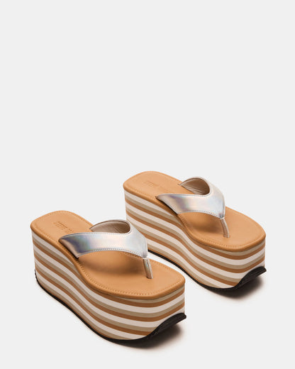 SEVILLA Natural Multi Thong Platform Chunky Flatform Square-Toe Women's Sandal | Steve Madden Premium