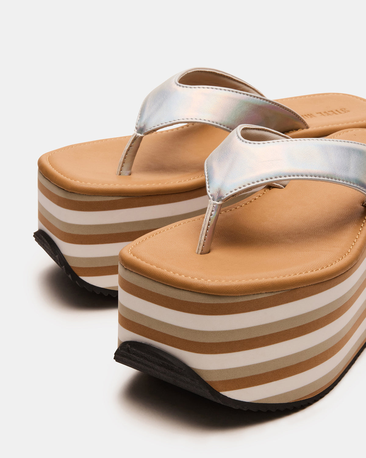 SEVILLA Natural Multi Thong Platform Chunky Flatform Square-Toe Women's Sandal | Steve Madden Premium